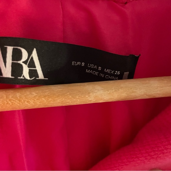 ZARA FUCHSIA PINK WOOL BLEND DOUBLE-BREASTED COAT SIZE S - Picture 10 of 13